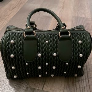 New Dark green Pearl Vegan leather Bag purse satchel